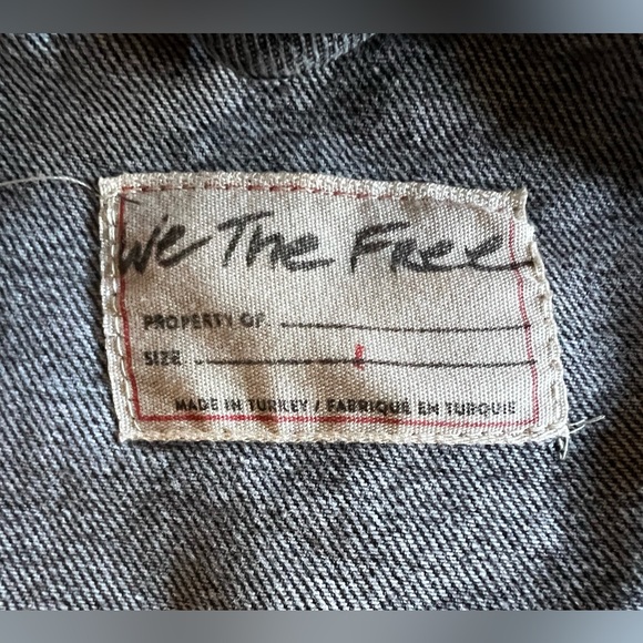 FREE PEOPLE x We The Free Black Hooded Denim L Jean Jacket Boho Grunge Classic - Picture 2 of 11